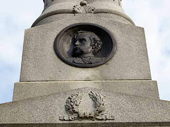 Bust of Brigadier General Custer from the Michigan Cavalry Brigade monument at Gettysburg. Image ©2015 Look Around You Ventures.